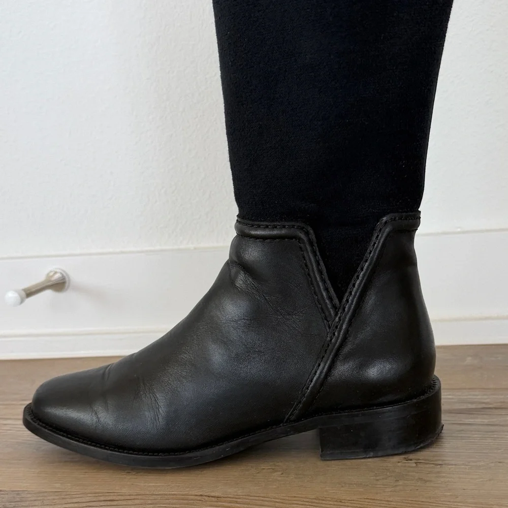 Aquatalia Nanina Knee High Weatherproof Boots Black 7.5 Leather Riding - Picture 2 of 16